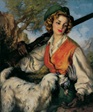 Lady with shotgun and dog with partridge 
