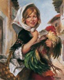 Girl with a rooster